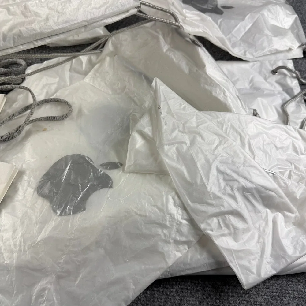 Apple Shopping Bags White Drawstring Paper Lot Retail Gift Packaging